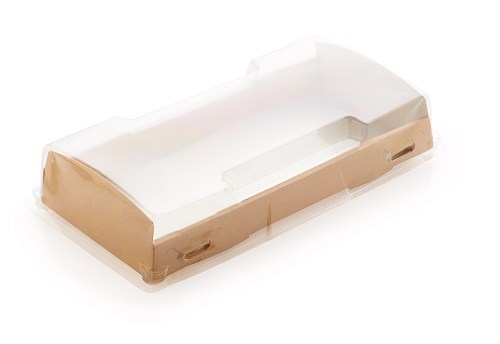 Op Box + Transparent Lid (Χάρτινη Συσκευασία Kraft με Διάφανο Καπάκι)