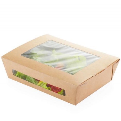 Salad Box Double Window (Χάρτινο Σκεύος Kraft με Διπλό Παράθυρο)