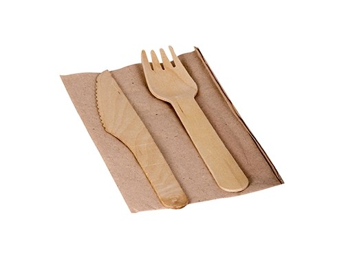 Cutlery Set - Wooden (Ξύλινο Κουβέρ Φαγητού σε Συσκευασία Σελοφάν)