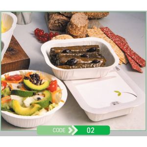 Lunch Press Tray Rectangular No.02 + Paper Lid (Χάρτινο Παραλληλόγραμμο Σκεύος Φαγητού + Χάρτινο Καπάκι Σφράγισης)