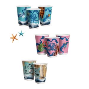 SUMMER Design Double Wall (2W) Paper Cups 12 oz (Χάρτινα ποτήρια "Summer" διπλού τοιχώματος)