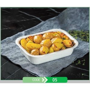 Lunch Press Tray Rectangular No.05 + Paper Lid (Χάρτινο Παραλληλόγραμμο Σκεύος Φαγητού + Χάρτινο Καπάκι Σφράγισης)