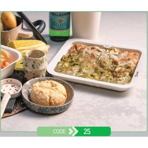 Lunch Press Tray Rectangular No.25 + Paper Lid (Χάρτινο Παραλληλόγραμμο Σκεύος + Χάρτινο Καπάκι Σφράγισης)