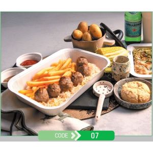 Lunch Press Tray Recangular No.07 + Paper Lid (Χάρτινο Παραλληλόγραμμο Σκεύος Φαγητού + Χάρτινο Καπάκι Σφράγισης)