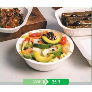 Bowl Press Tray Round No.35-R + Paper Lid (Χάρτινο Στρογγυλό Μπώλ + Χάρτινο Καπάκι Σφράγισης)
