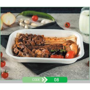 Lunch Press Tray Rectangular No.08 + Paper Lid (Χάρτινο Παραλληλόγραμμο Σκεύος Φαγητού + Χάρτινο Καπάκι Σφράγισης)